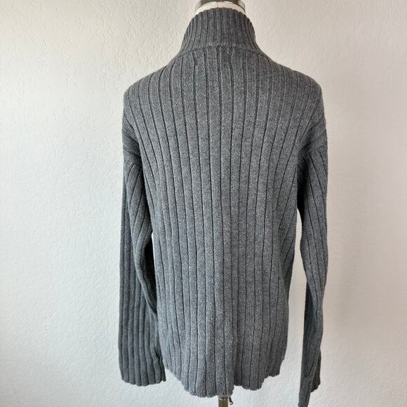 Mens Y2K Aeropastle Ribbed Knit Zip Up Sweater size Medium Mock Neck Gray grunge - Picture 4 of 8